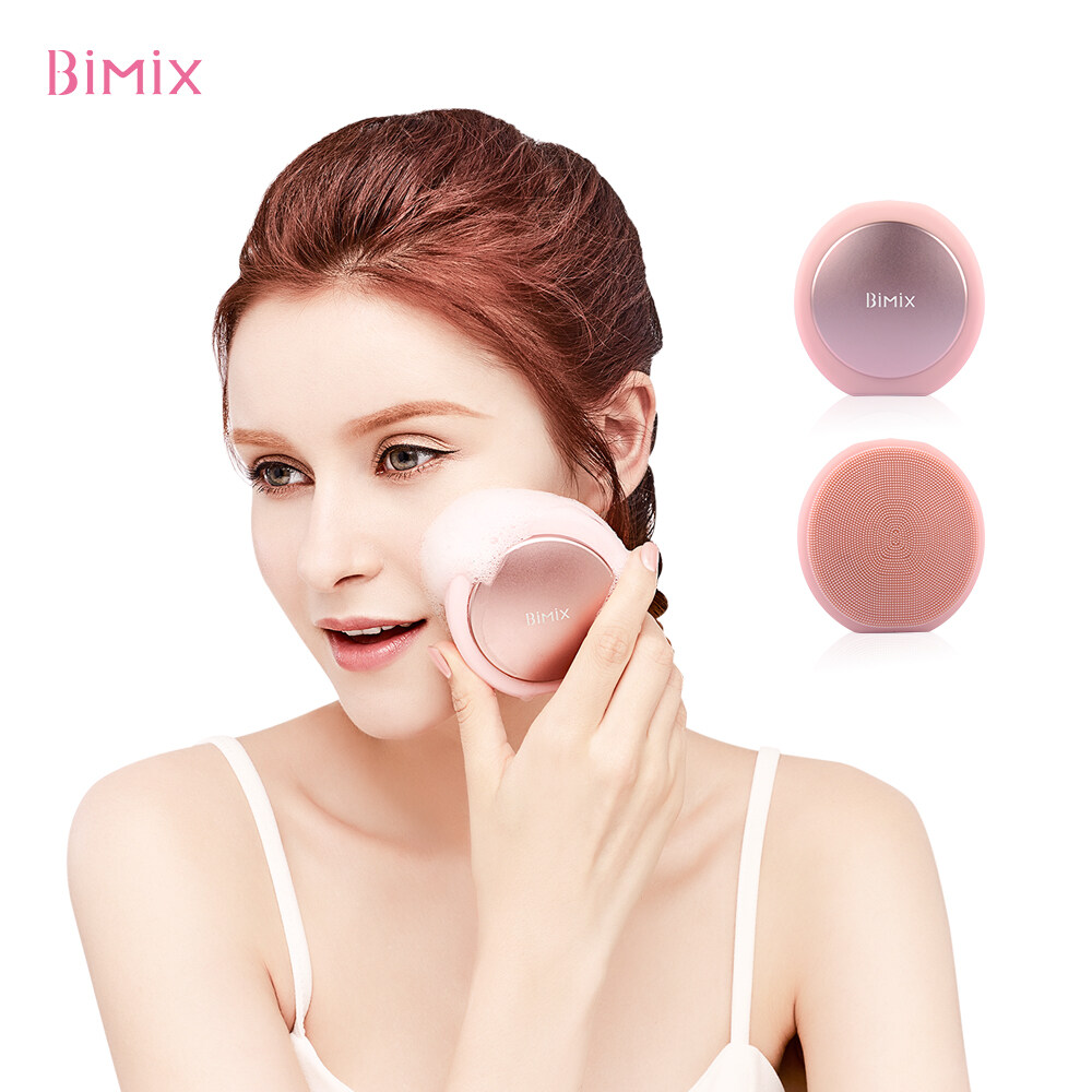 BM606 Waterdicht oplaadbare huid Schoon schoonheidsapparaat Elektrische Warm Comprim Massager Siliconen Sonische gezichtsreinigingsborstel