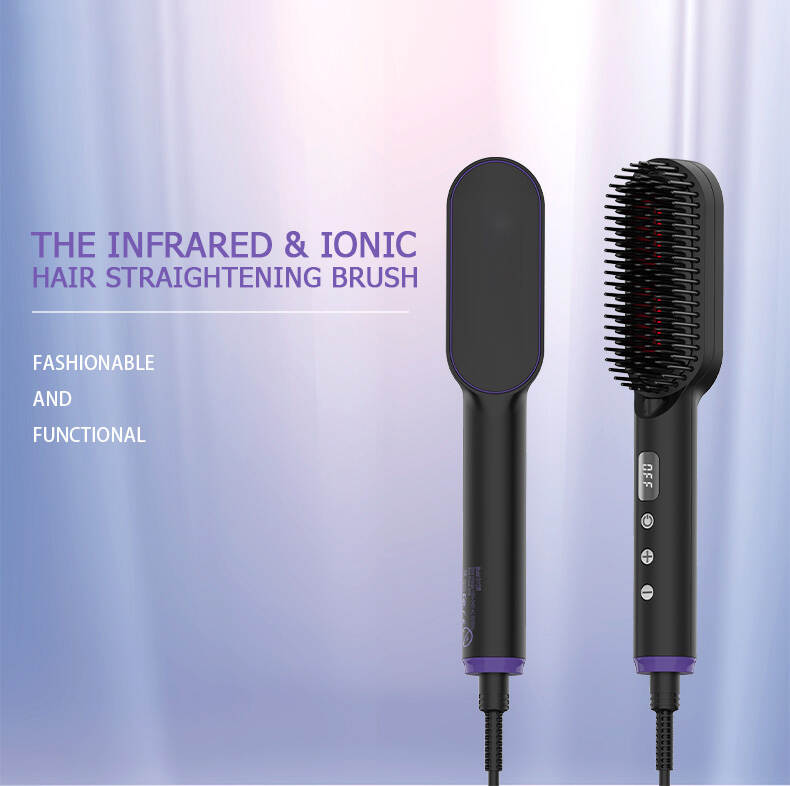 2 in 1 Ionic Ceramic Electric Hair Straightening Brush Supplier