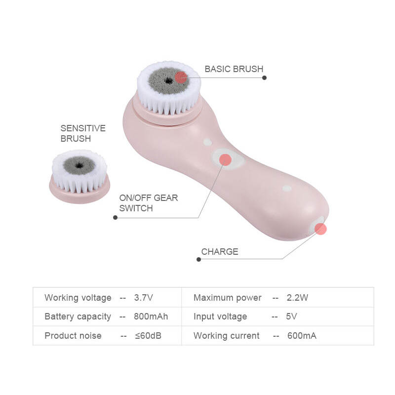 Têtes amovibles petites brosse de nettoyage de visage électrique,