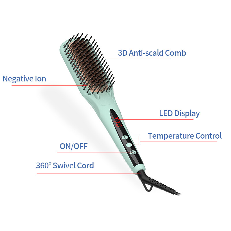 Portable Electric Ionic Hot Hair Brush,Professional 2 In 1 Hair Straightener Manufacturer