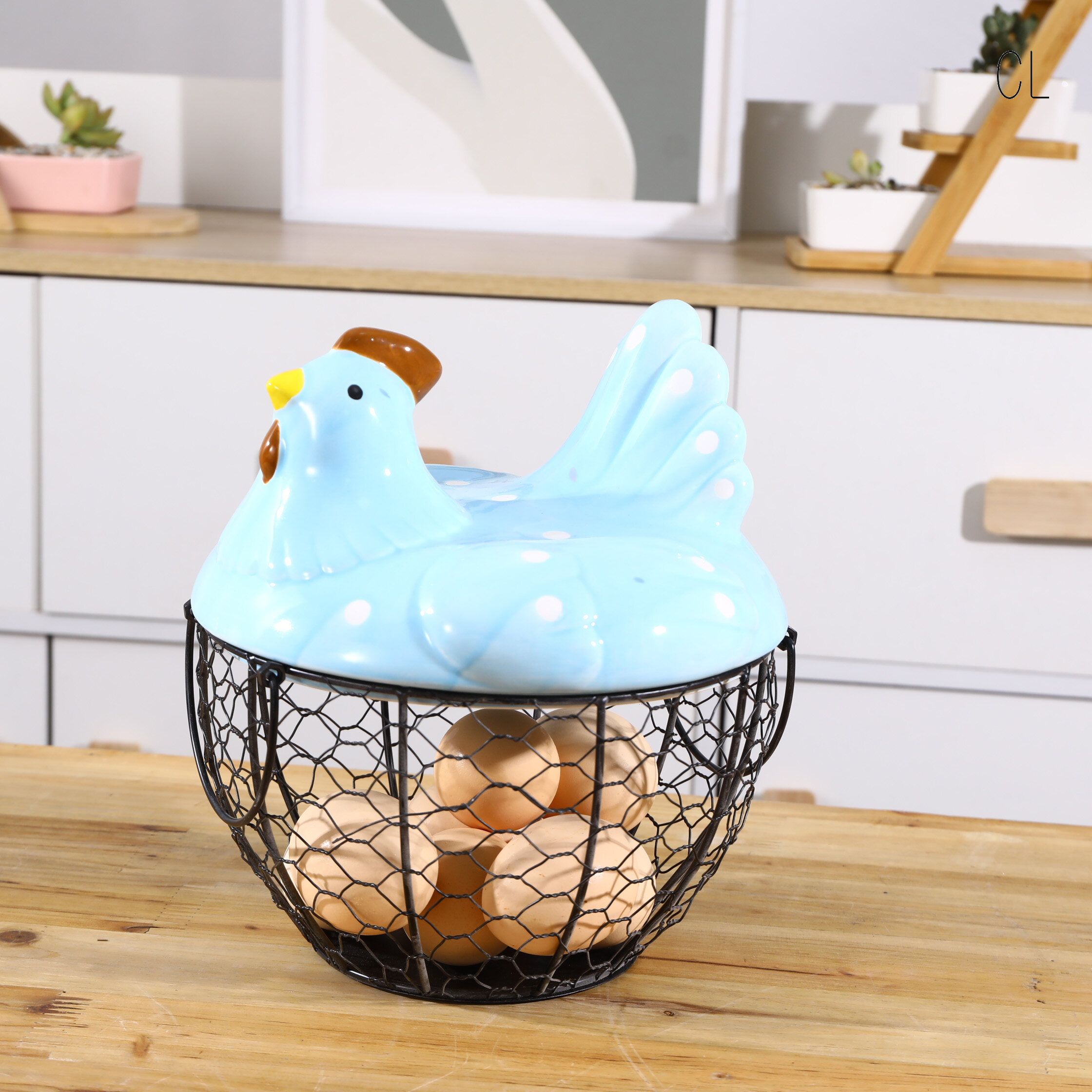 chicken egg storage basket, China ceramic kitchenware wholesale