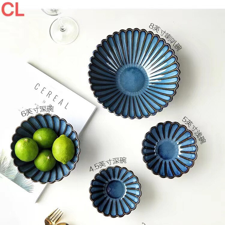Chrysanthemum Style Kiln Change Color Glaze Ceramic Dinnerware Set