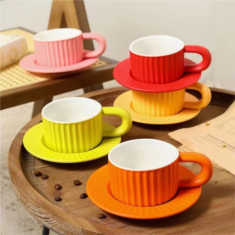 striped coffee cups, ceramic coffee cup with lid and handle