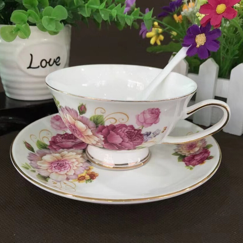 european style coffee cups, gold coffee cup set, tea cup and saucer teapot set, wholesale tea cup and saucer sets