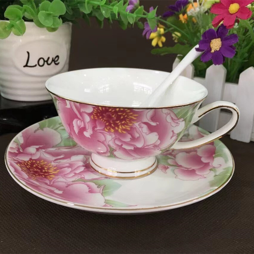 european style coffee cups, gold coffee cup set, tea cup and saucer teapot set, wholesale tea cup and saucer sets