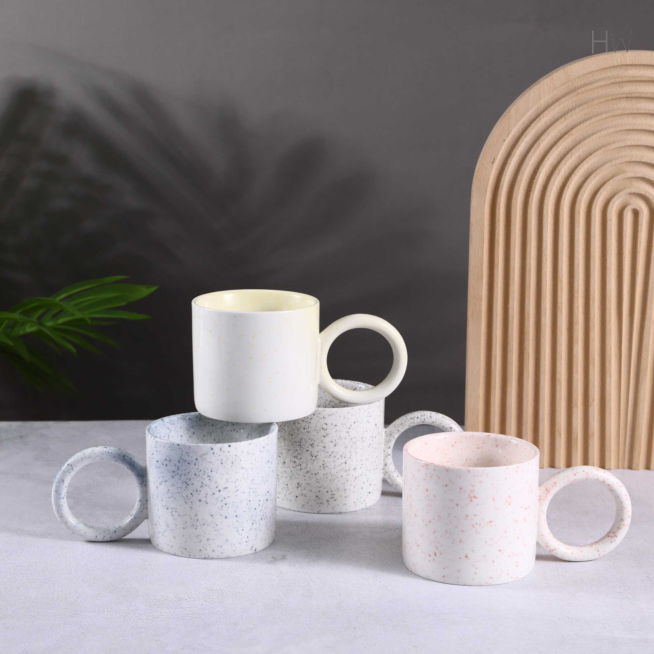 Large Capacity Round Handle Porcelain Coffee Mugs