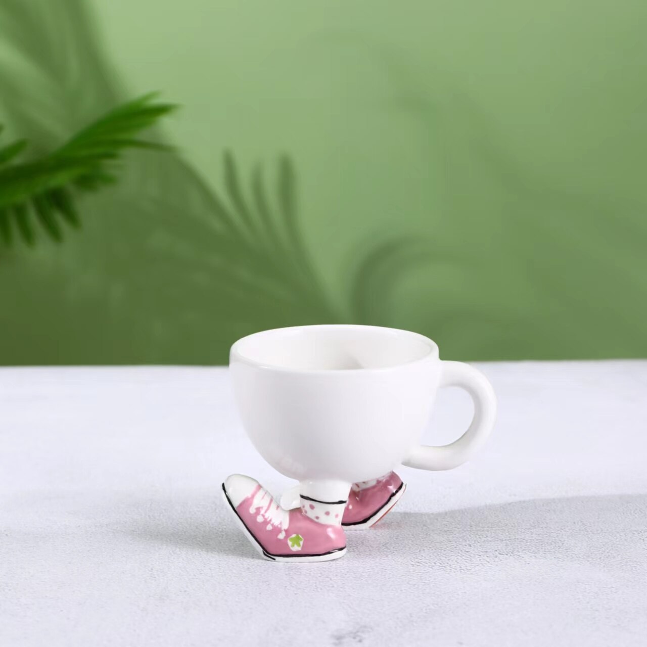 White Porcelain Coffee Mug with Creative Shoe Tea Cups Base