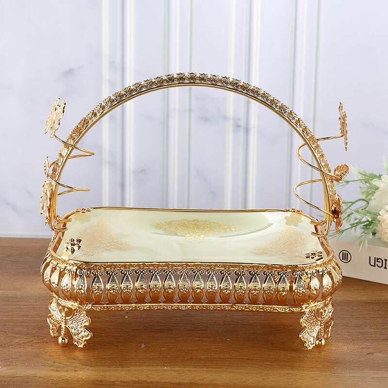 ceramic fruit tray, ceramic dry fruit tray, decorative gold tray