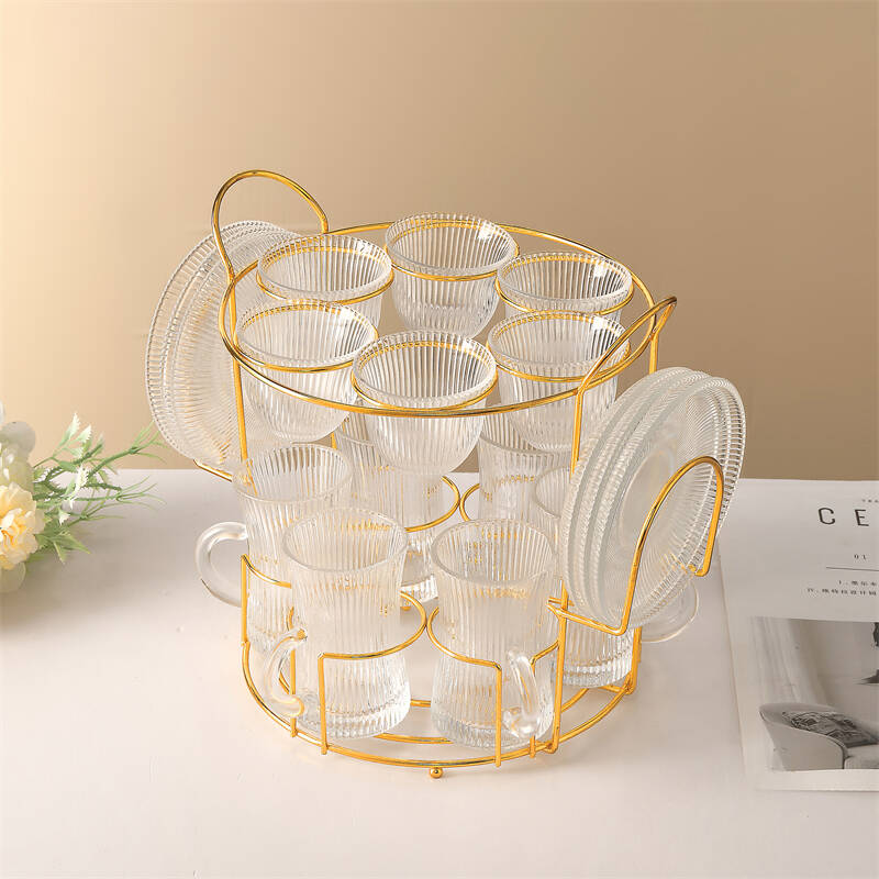 tea glass cup set, ribbed glass cups, cups and saucers for sale