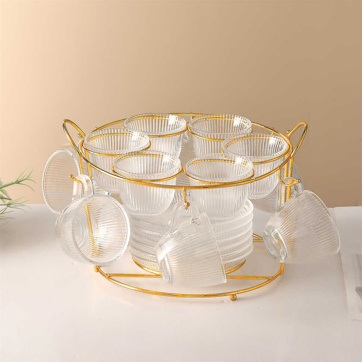 glass tea cup and saucer, tea glasses with handles, coffee cup and saucer