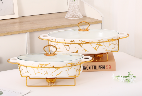cooking trays for oven, Ceramic baking tray with covered metal frame ,Casserole Dishes for Oven
