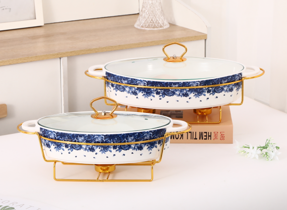 cooking trays for oven, Ceramic baking tray with covered metal frame ,Casserole Dishes for Oven