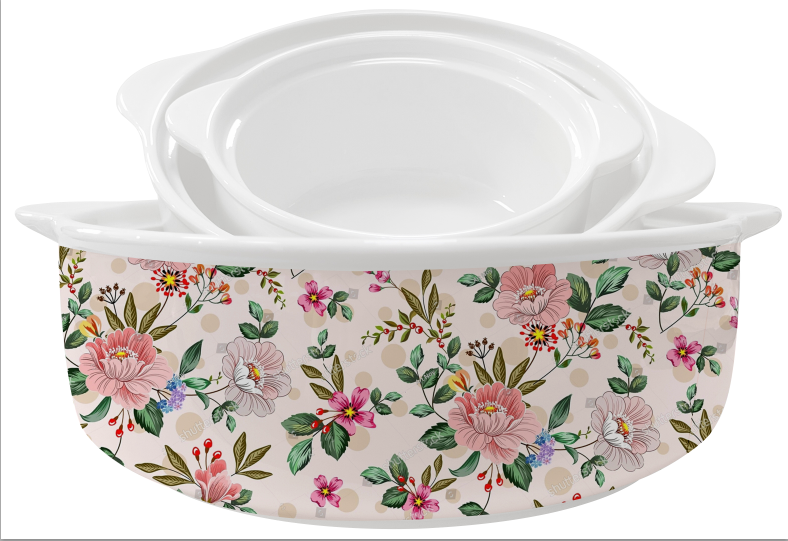 Whosale China Floral pattern vintage soup pot with two handles Ceramic bowls for hotel restaurants