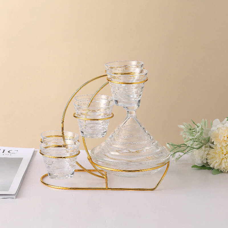 wine glass 6pcs and dessert plate ，China Glass tea cup with fruit plate，Hotel restaurant commercial fruit plate wine glass set