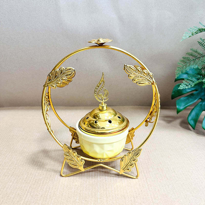 Gold Incense Burner，Charcoal Incense Burner，Aromatherapy Office Home Decor