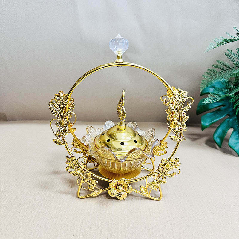 Gold Incense Burner，Charcoal Incense Burner，Aromatherapy Office Home Decor