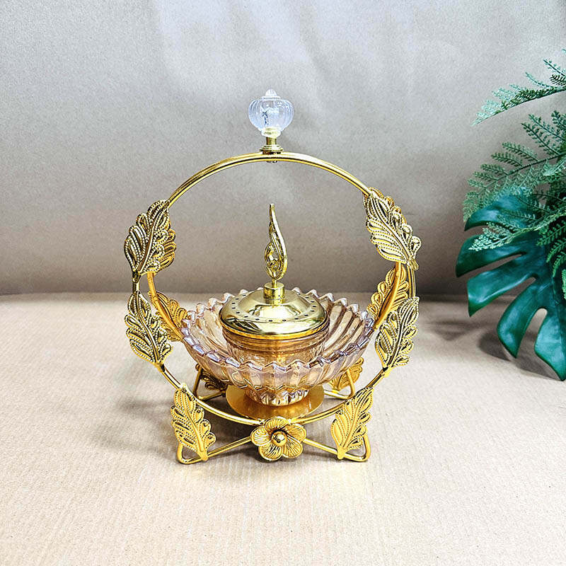 Gold Incense Burner，Charcoal Incense Burner，Aromatherapy Office Home Decor