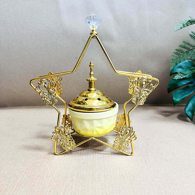 Gold Incense Burner，Charcoal Incense Burner，Aromatherapy Office Home Decor