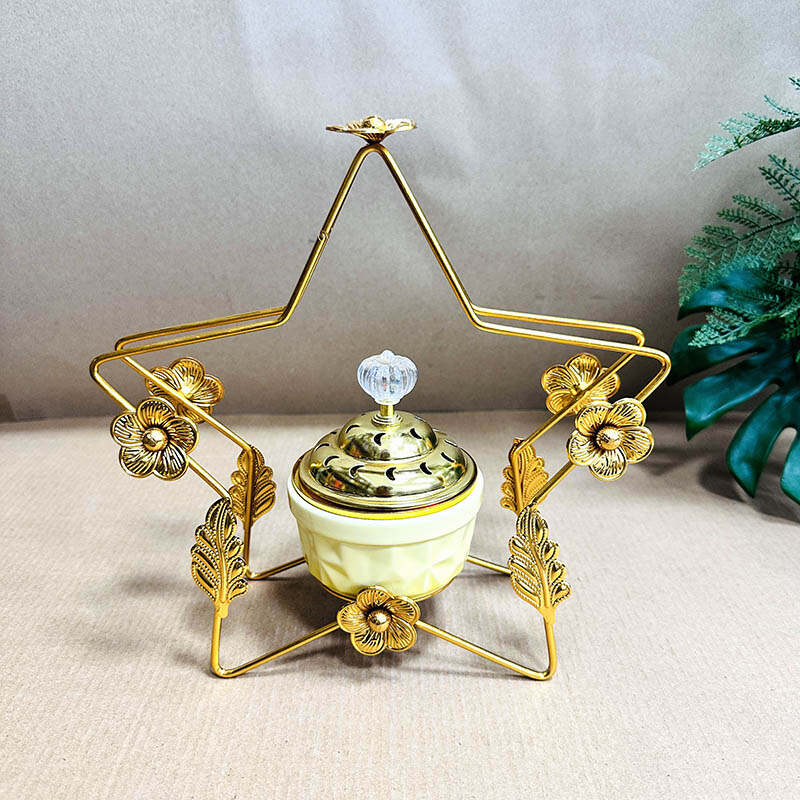 Wholesale gold plated aromatherapy burner Charcoal Incense Burner Incense Censer, Incense Burner for Yoga