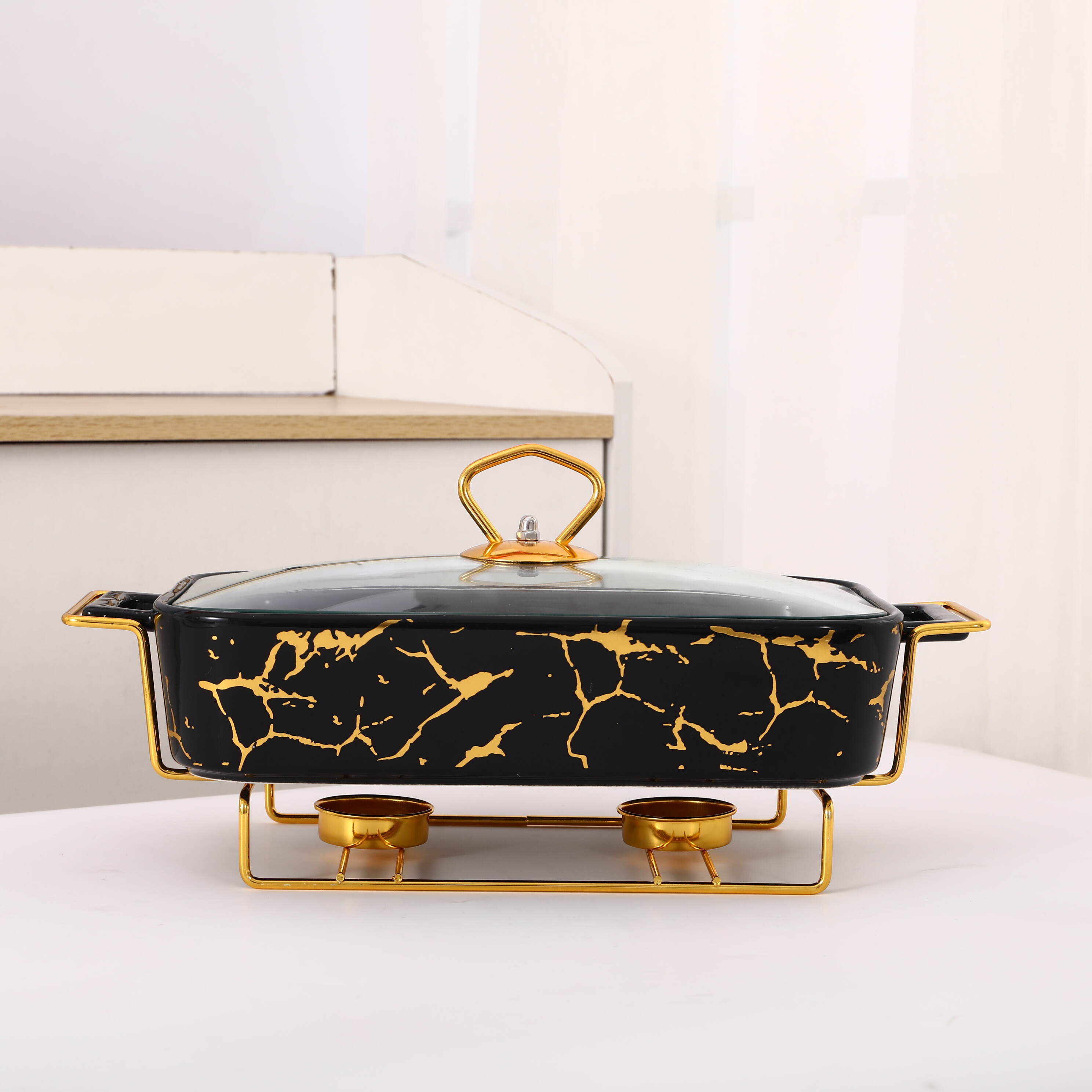 Deluxe Casserole with Metal Stand，Casserole with lid and baking tray，Baking pan wholesale high quality