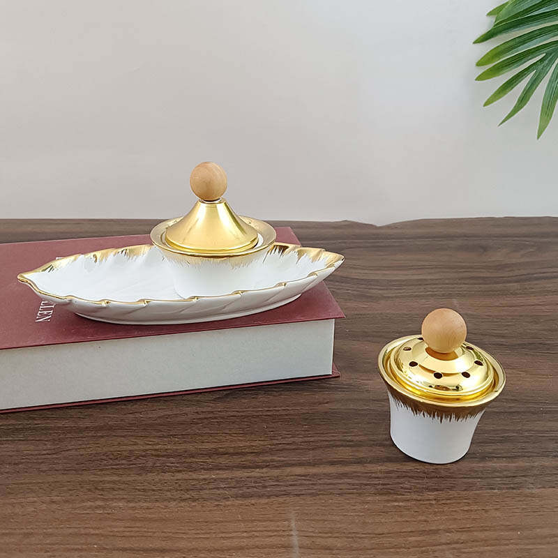 ceramic backflow incense burner，Ceramic aromatherapy container with tray，Fragrance Burner Holder