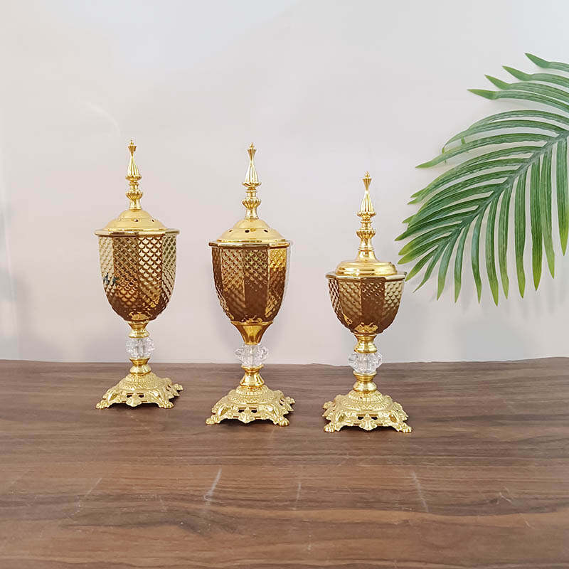 European Style Gold plating Art Incense Holder for Sticks Charcoal Incense Burner Home Decor Ornament for Party Wedding Festival