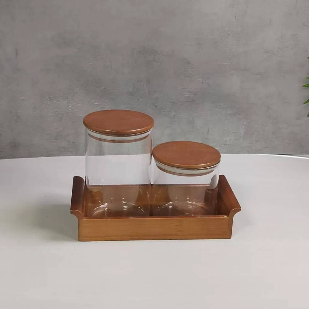 glass jars with airtight lid,glass jars with bamboo lids,Cylindrical sealed container