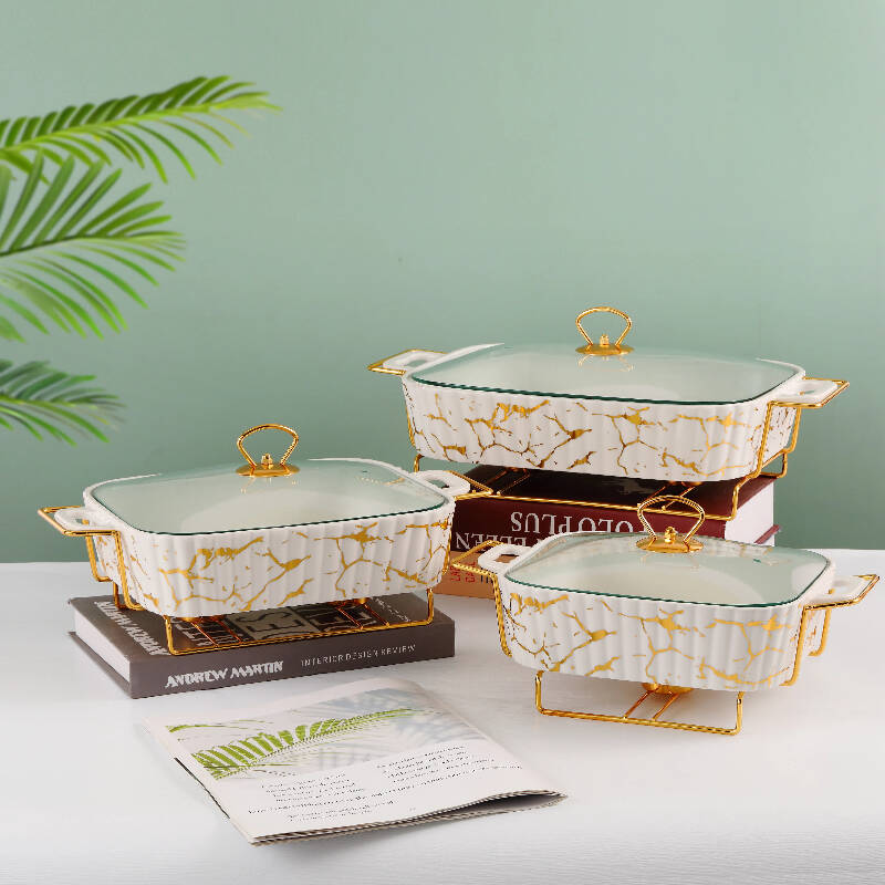 baking tray with heating rack and glass cover，wholesale ceramic backware dishes，high quality Casserole