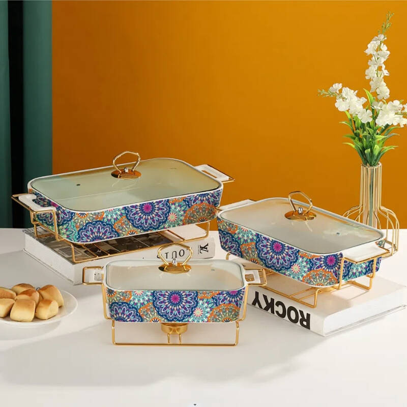 Ceramic Casserole Dish with Glass Lid and rack，Casserole Holder backing sheet,Baking Pan For Casserole & Lasagna