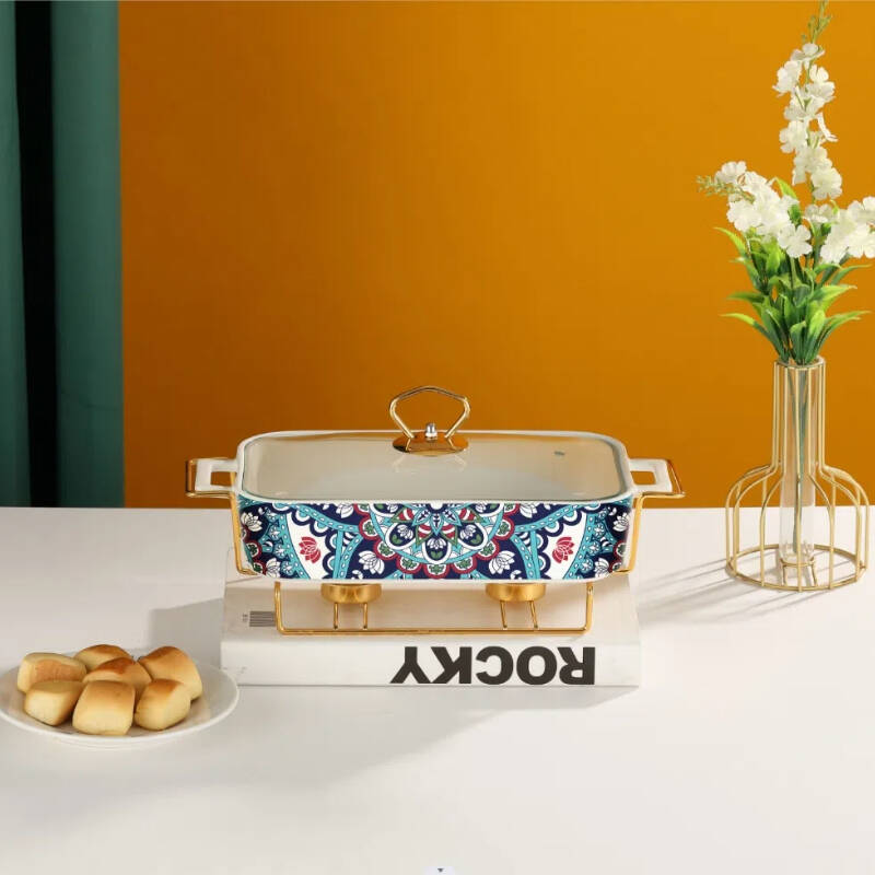 Ceramic Casserole Dish with Glass Lid and rack，Casserole Holder backing sheet,Baking Pan For Casserole & Lasagna