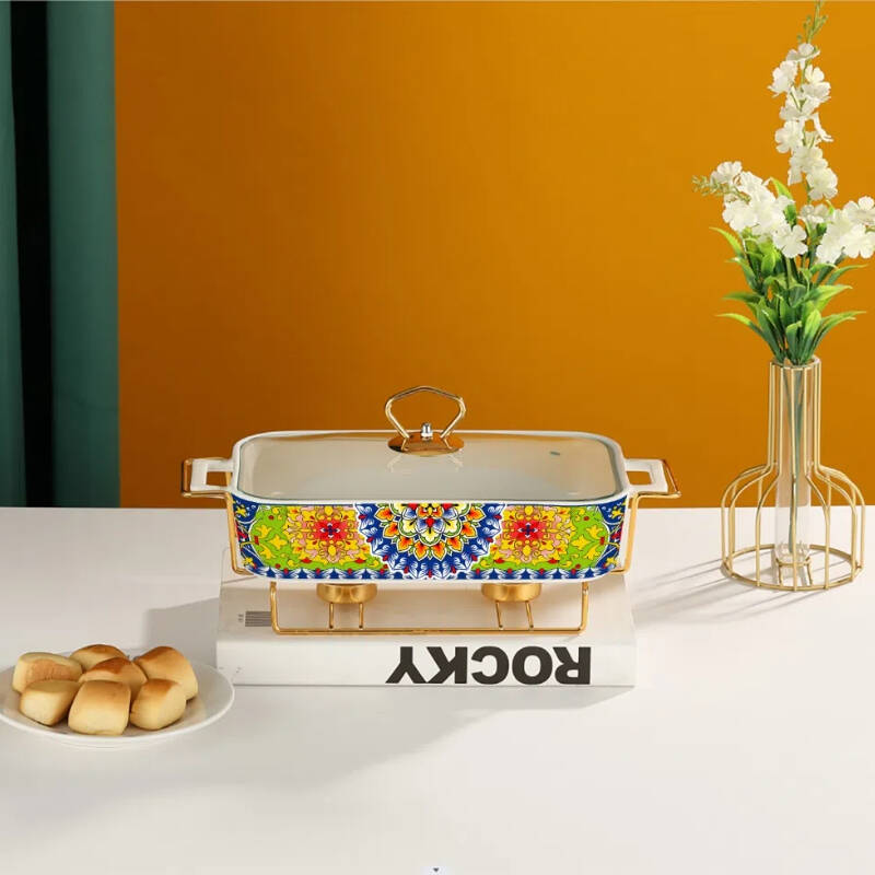 Ceramic Casserole Dish with Glass Lid and rack，Casserole Holder backing sheet,Baking Pan For Casserole & Lasagna