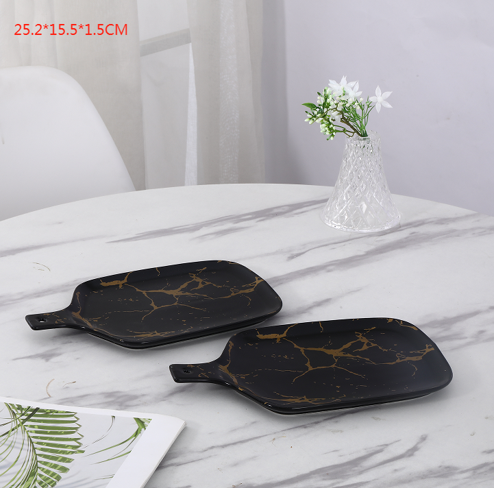 serving trays,serving trays for party,Modern Elegant Marble plate with handle