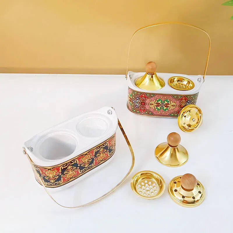 Double-scented burner storage box，Portable basket-style aromatherapy burner，Retro aroma burner