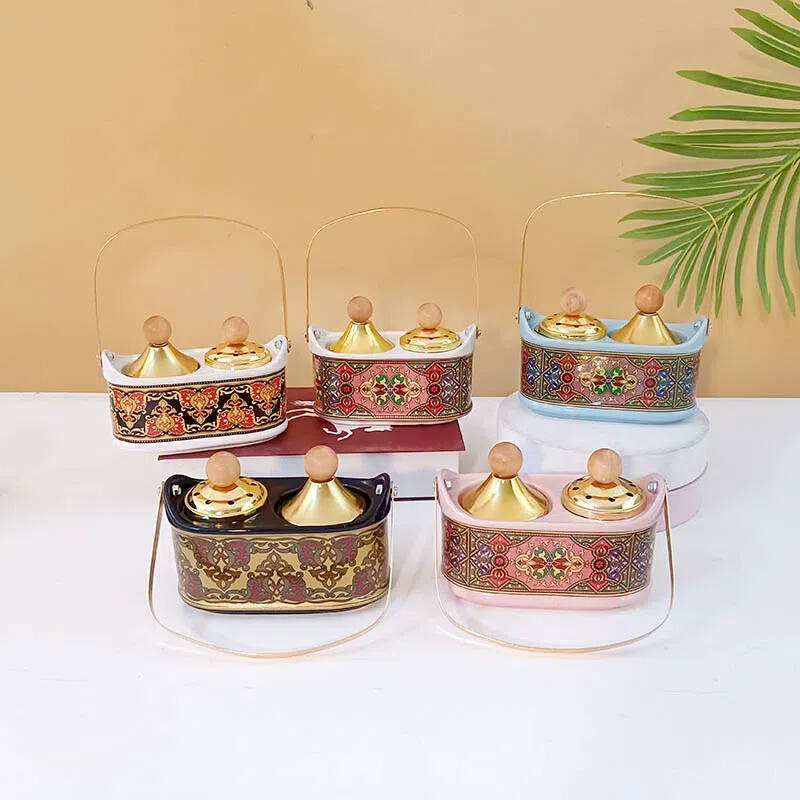 Double-scented burner storage box，Portable basket-style aromatherapy burner，Retro aroma burner