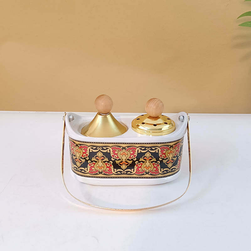 Double-scented burner storage box，Portable basket-style aromatherapy burner，Retro aroma burner