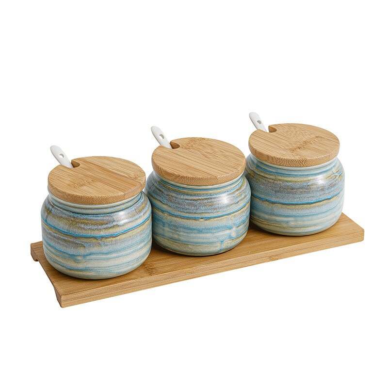 Japanese style kitchen spice jar set kitchen series ceramic