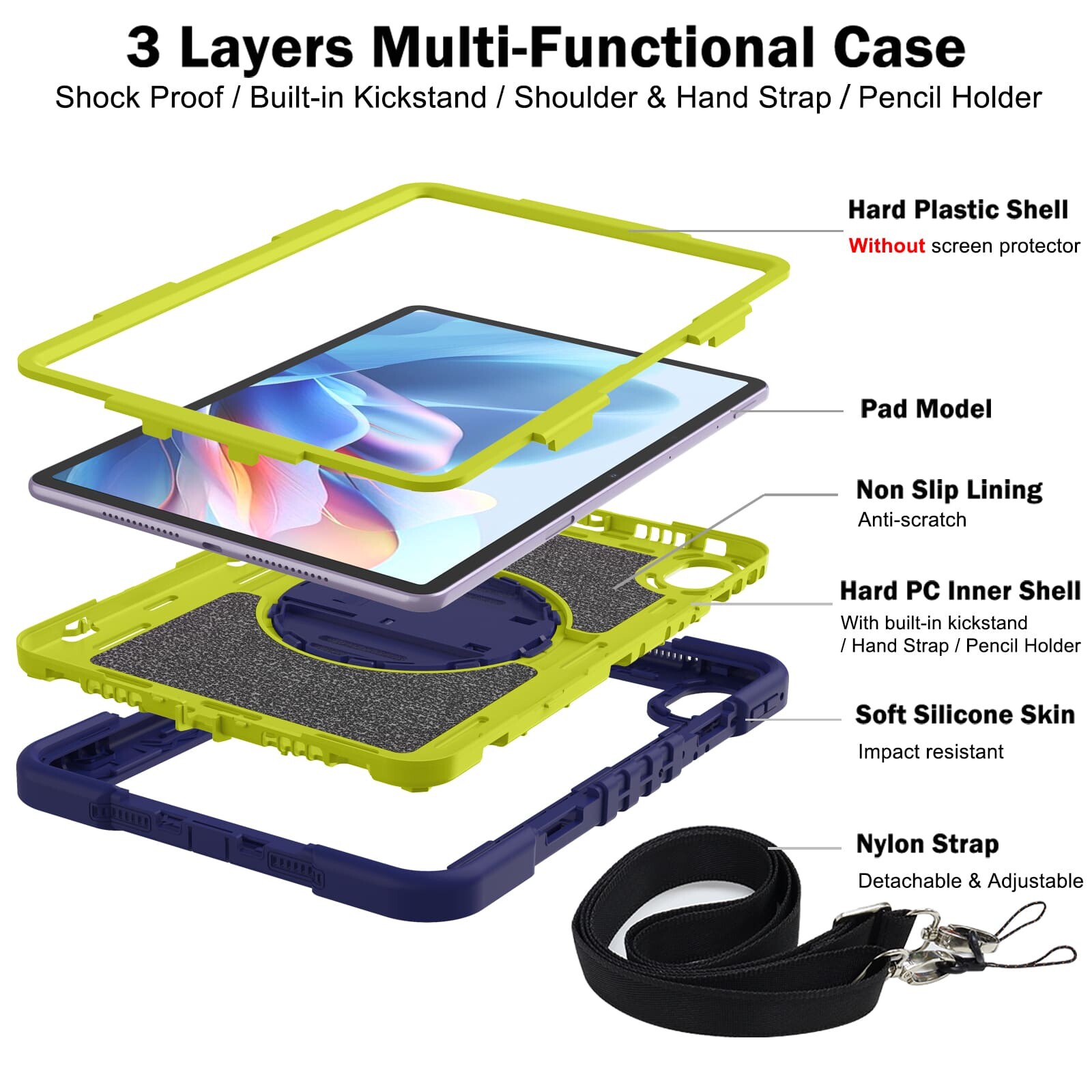 .MatePad Pro 11.5 case;Shockproof tablet case;HUAWEI MatePad Pro cover;Three-in-one tablet case;Protective case for MatePad Pro;Anti-fall tablet case;Lightweight tablet cover;Durable HUAWEI pad case;Drop-resistant MatePad Pro case;Functional tablet stand case