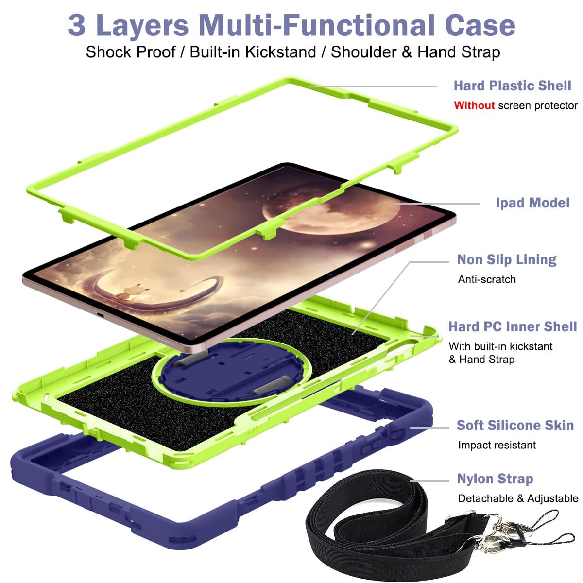 .Samsung Galaxy Tab S7 Lite case;360 degree rotation kickstand;Shock absorbent tablet cover;Shoulder strap tablet case;Galaxy Tab S7 Lite accessory;Protective tablet case;Rotating kickstand case;Durable tablet cover;Tablet case with shoulder strap;Lightweight shockproof case;Samsung S7 Lite protective cover;Versatile tablet case;Everyday use tablet case;Stylish tablet protection;Portable tablet case with strap