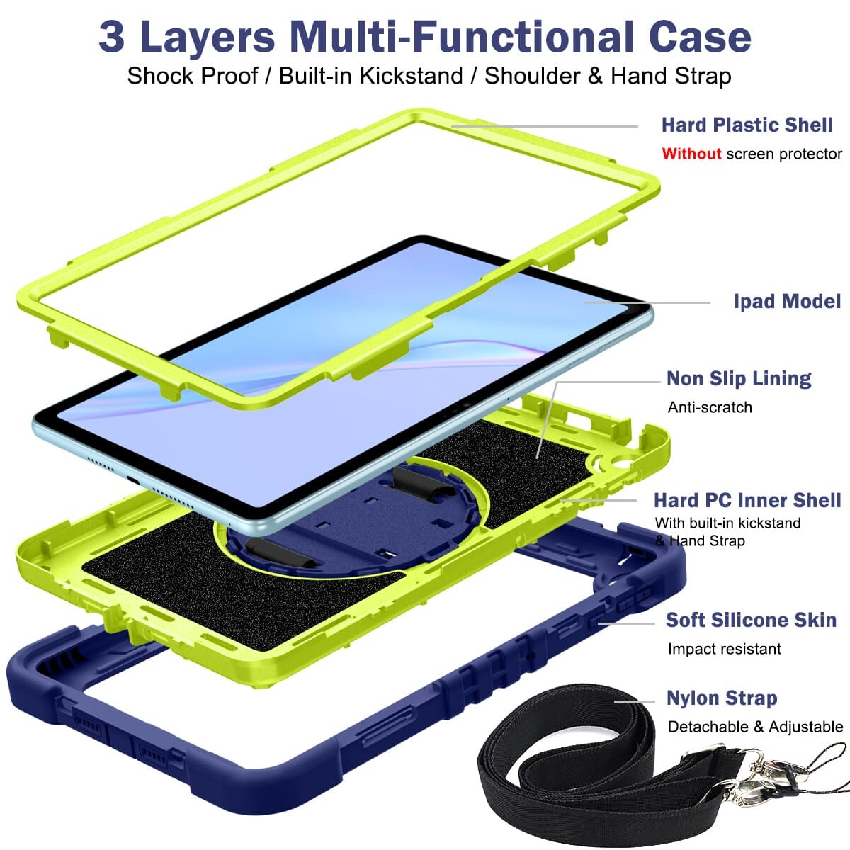 HUAWEI MatePad SE case;Shockproof tablet case;Three-in-one protective case;Anti-fall case for MatePad SE;Durable tablet cover;HUAWEI MatePad SE accessory;Shock-absorbent tablet case;Rugged case for HUAWEI tablet;Tablet case with stand;HUAWEI MatePad SE protective cover