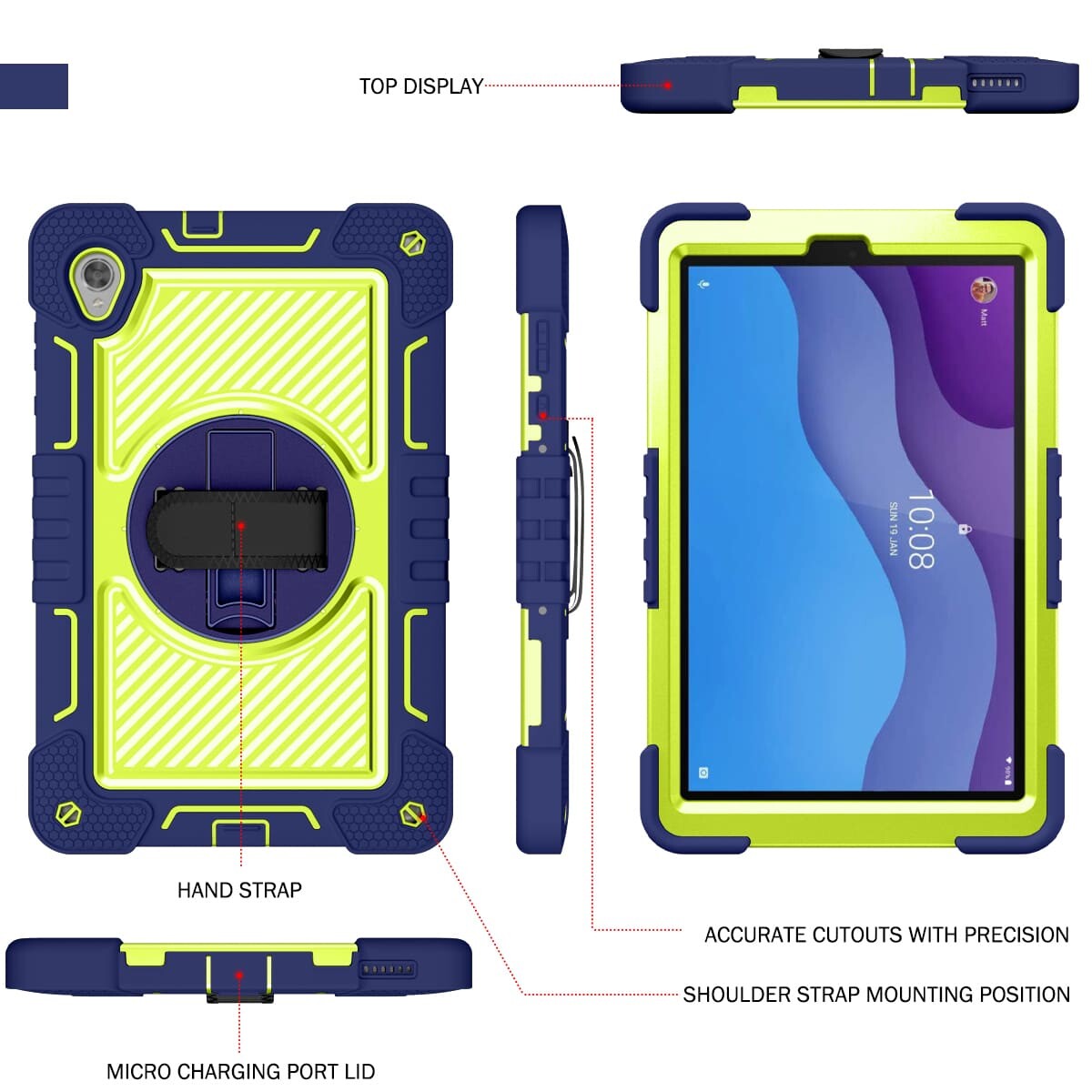 Lenovo M10 HD X306 case;Shockproof tablet case;Three-in-one protective case;Anti-fall case for Lenovo;Durable tablet cover;Lenovo M10 HD X306 accessory;Shock-absorbent tablet case;Rugged case for Lenovo tablet;Tablet case with stand;Lenovo M10 HD X306 protective cover