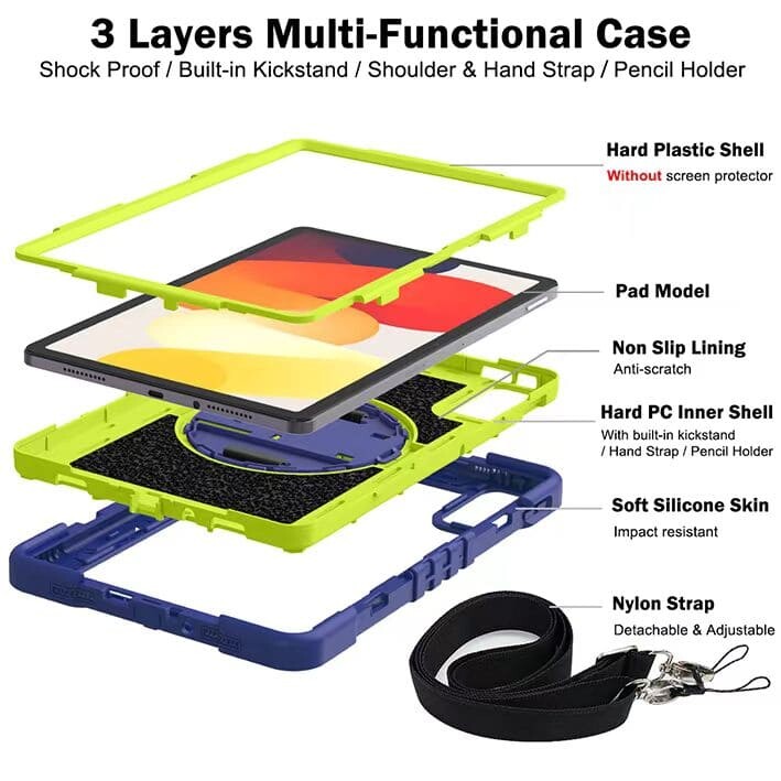 .Redmi Pad SE case;Shockproof tablet case;Three-in-one tablet protector;Anti-fall tablet case;Redmi Pad SE protective cover;Durable tablet case;Lightweight tablet case;Tablet case with stand;Portable tablet case;Redmi Pad SE accessories