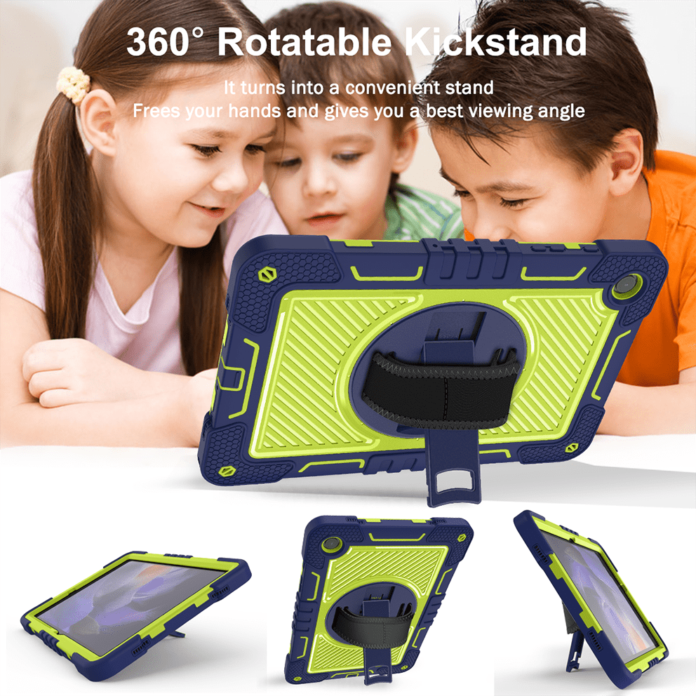 Samsung Galaxy Tab A9 case;360 degree rotation kickstand;Shock absorbent tablet cover;Shoulder strap tablet case;Galaxy Tab A9 accessory;Protective tablet case;Rotating kickstand case;Durable tablet cover;Tablet case with shoulder strap;Lightweight shockproof case;Samsung A9 protective cover;Versatile tablet case;Everyday use tablet case;Stylish tablet protection;Portable tablet case with strap