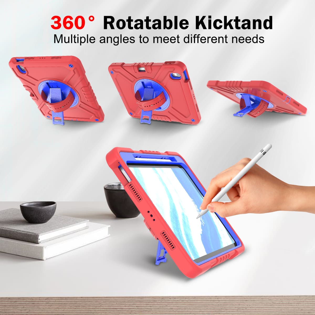 iPad Air 6 case;360 rotatable kickstand;waist shoulder strap tablet cover;full protection iPad case;shockproof tablet cover;portable iPad accessory;adjustable shoulder strap iPad case;durable iPad Air 6 cover;multifunctional tablet case;protective iPad cover