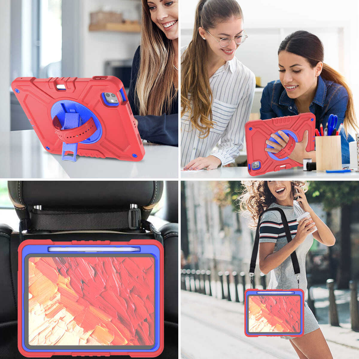 iPad Pro11 case;360 rotatable kickstand;waist shoulder strap tablet cover;full protection iPad case;shockproof tablet cover;portable iPad accessory;adjustable shoulder strap iPad case;durable iPad Pro11 cover;multifunctional tablet case;protective iPad cover