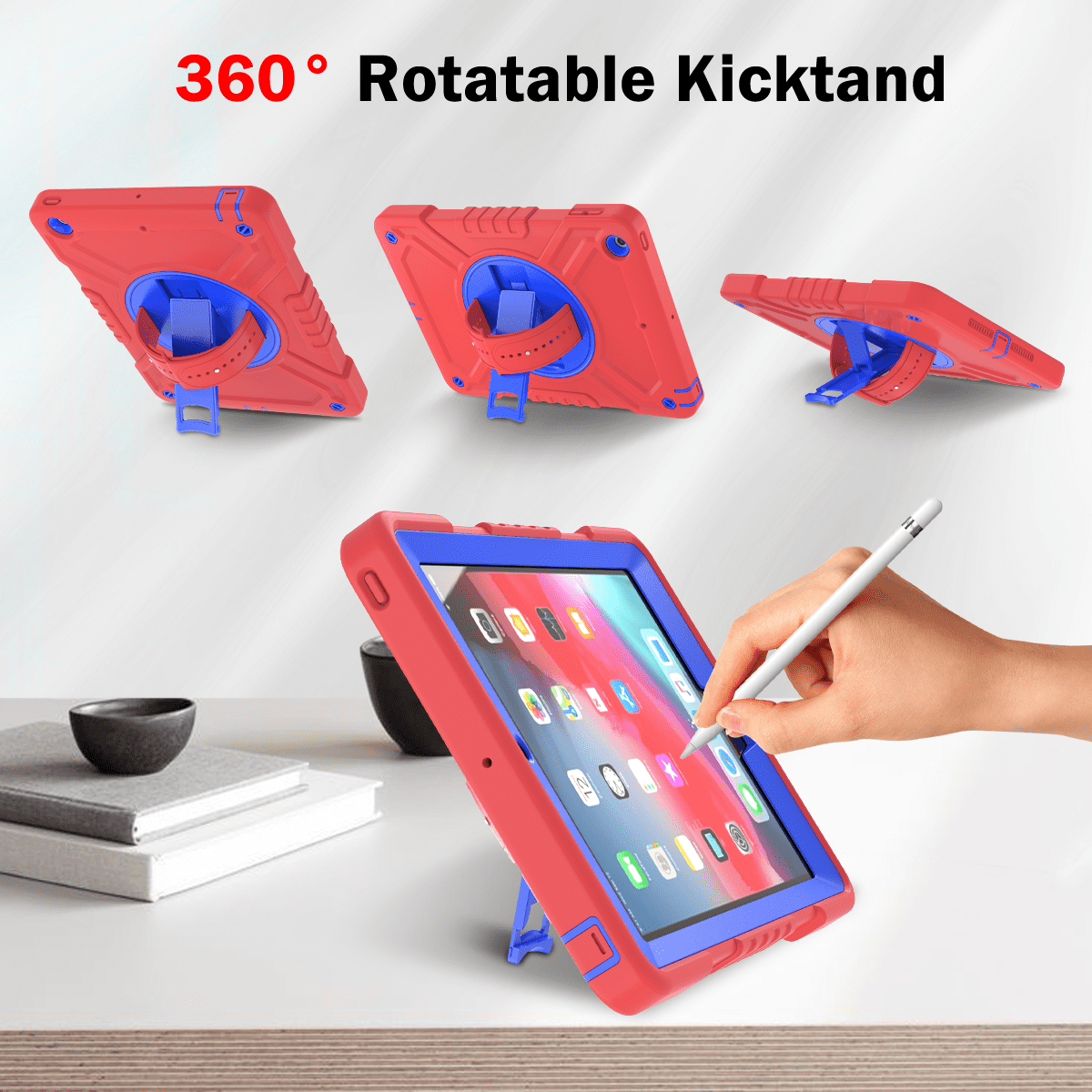 iPad 9.7 case;360 rotatable kickstand;waist shoulder strap tablet cover;full protection iPad case;shockproof tablet cover;portable iPad accessory;adjustable shoulder strap iPad case;durable iPad 9.7 cover;multifunctional tablet case;protective iPad cover