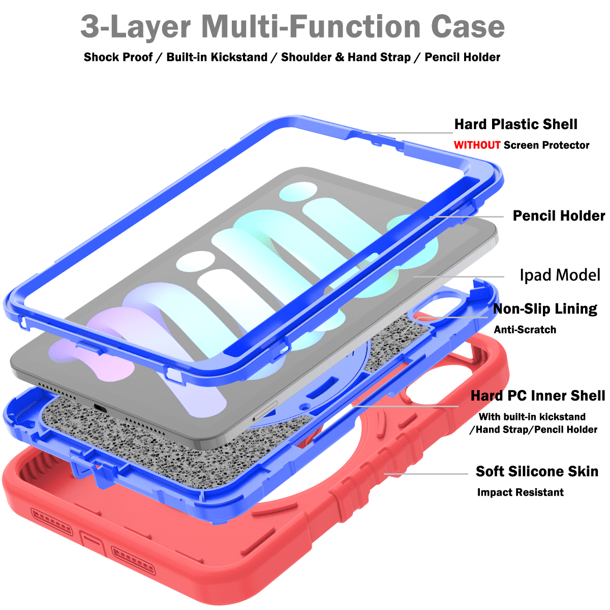 iPad mini6 case;360 rotatable kickstand;waist shoulder strap tablet cover;full protection iPad case;shockproof tablet cover;portable iPad accessory;adjustable shoulder strap iPad case;durable iPad mini6 cover;multifunctional tablet case;protective iPad cover