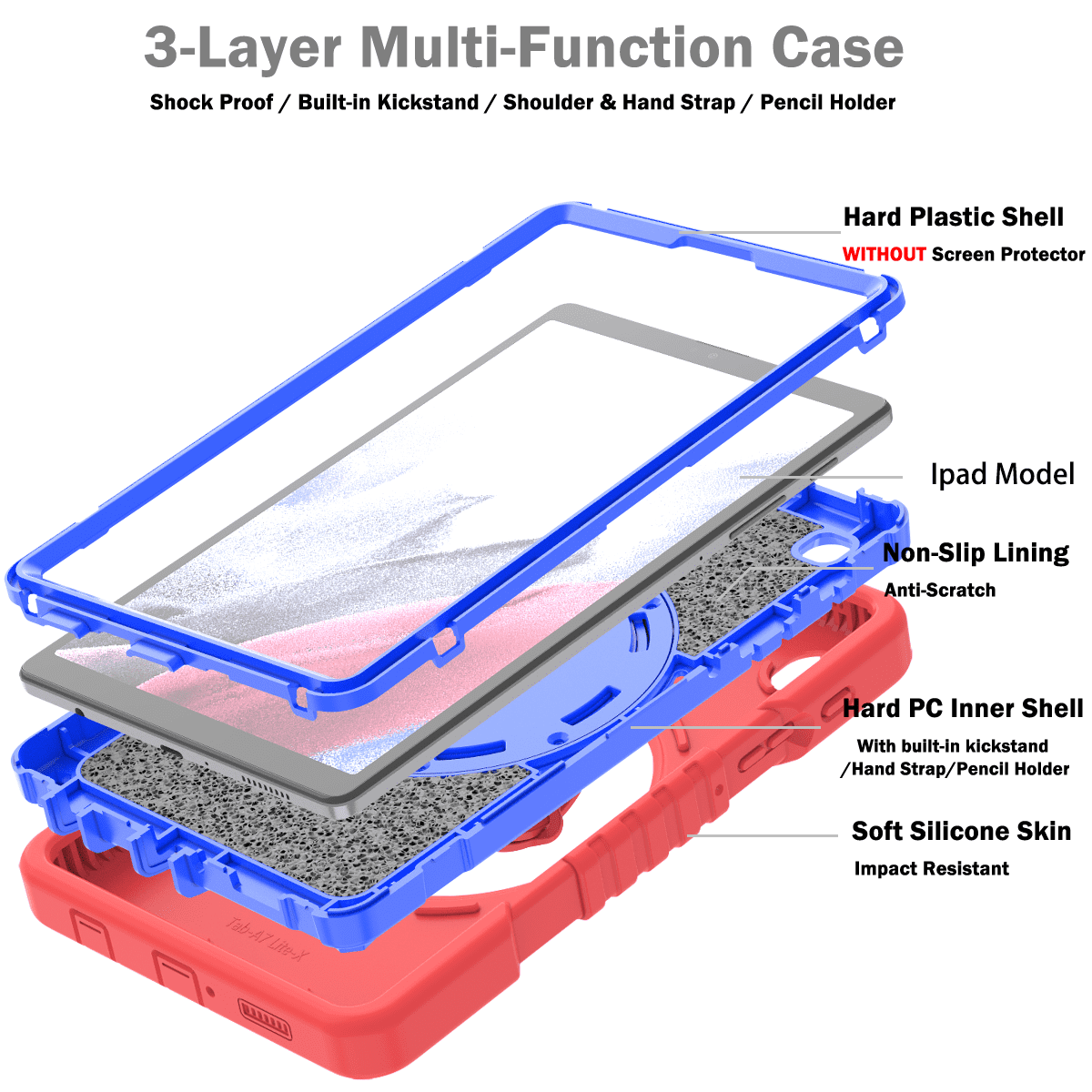 Samsung Galaxy Tab A7 lite case;360 rotatable kickstand;waist shoulder strap tablet cover;full protection Pad case;shockproof tablet cover;portable Pad accessory;adjustable shoulder strap Pad case;durable Samsung Galaxy Tab A7 lite cover;multifunctional tablet case;protective Pad cover