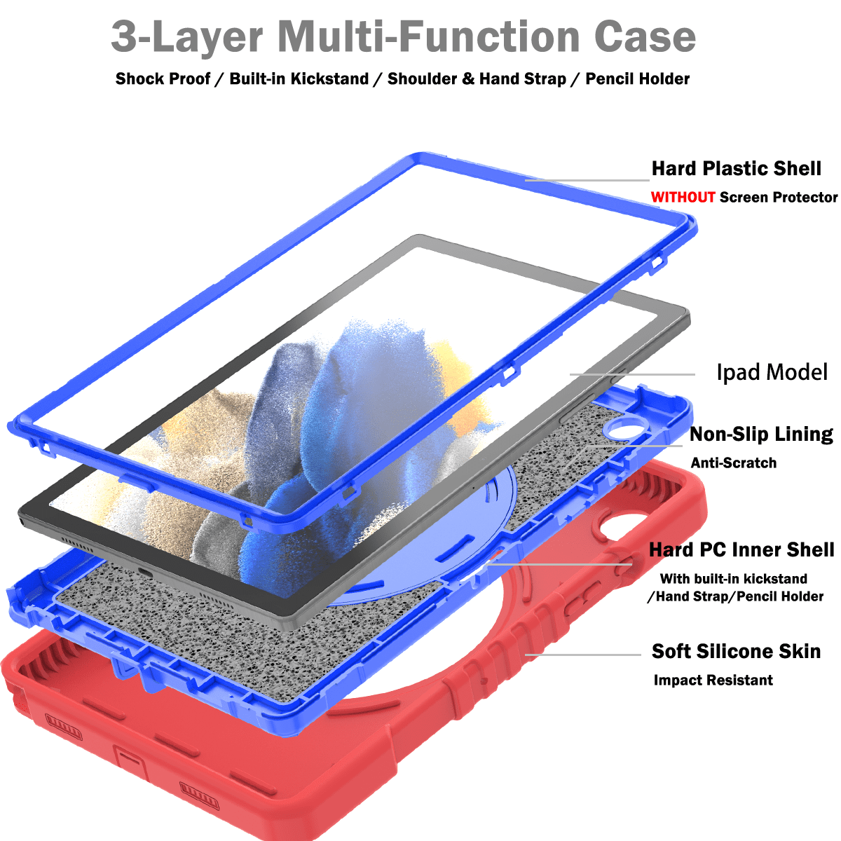 Samsung Galaxy Tab A8 case;360 rotatable kickstand;waist shoulder strap tablet cover;full protection Pad case;shockproof tablet cover;portable Pad accessory;adjustable shoulder strap Pad case;durable Samsung Galaxy Tab A8 cover;multifunctional tablet case;protective Pad cover