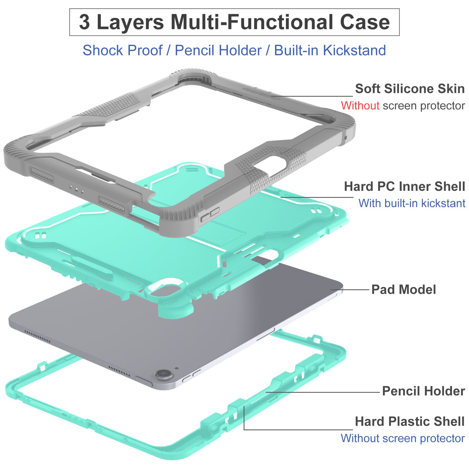 iPad Air11 case;Shockproof tablet case;Three-in-one iPad case;Anti-fall protective case;Durable iPad cover;iPad case with screen protector;Lightweight iPad case;Heavy-duty tablet case;iPad Air11 protection;Premium iPad accessories