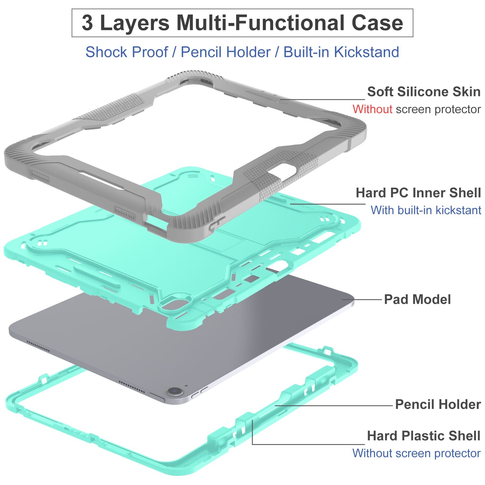 iPad Air13 case;Shockproof tablet case;Three-in-one iPad case;Anti-fall protective case;Durable iPad cover;iPad case with screen protector;Lightweight iPad case;Heavy-duty tablet case;iPad Air13 protection;Premium iPad accessories